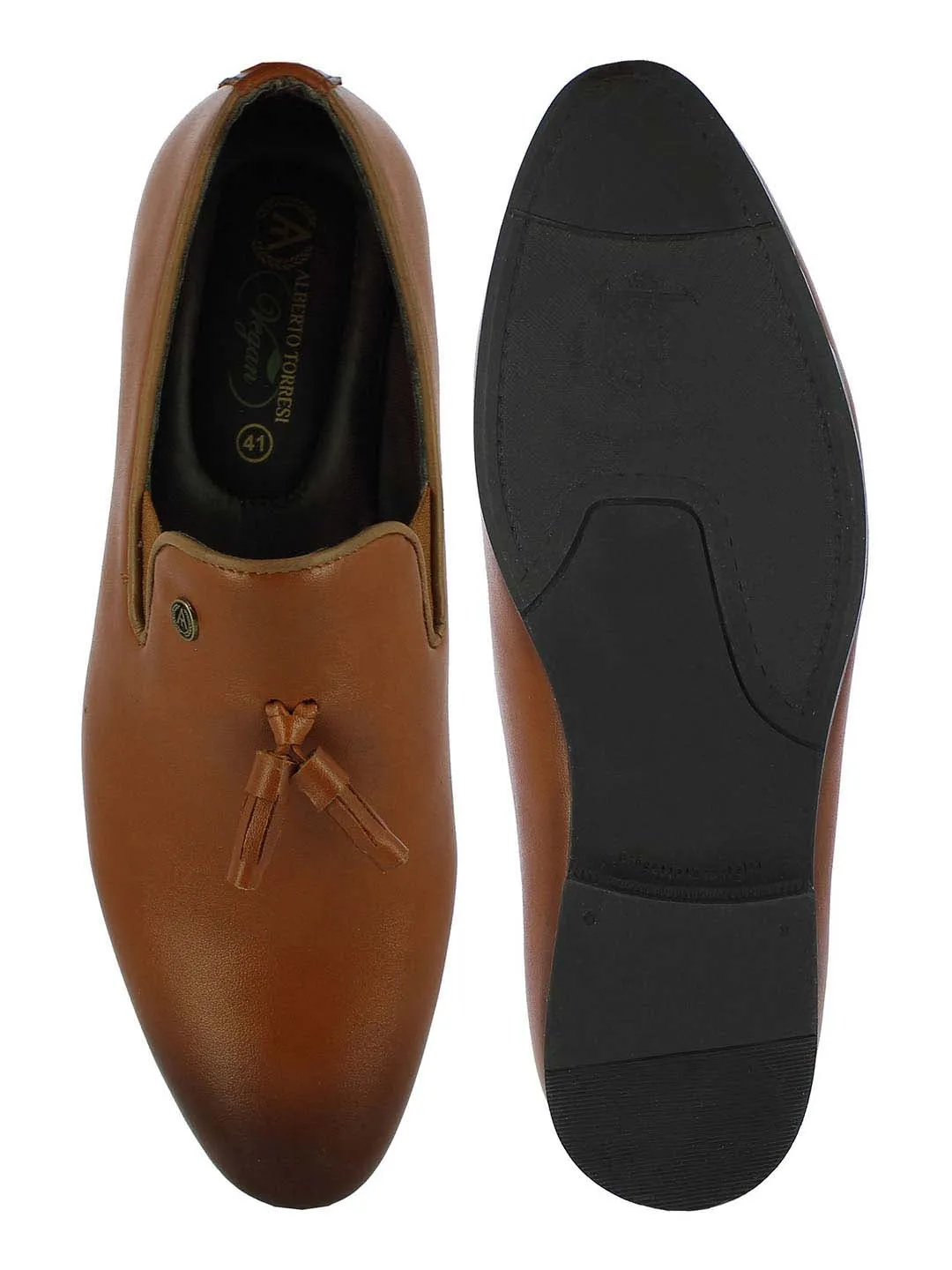 Alberto Torresi Evan Men's Tan Tassel Slip-Ons