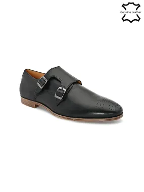 Alberto Torresi Men's Leather Toro Black Double Monk Straps