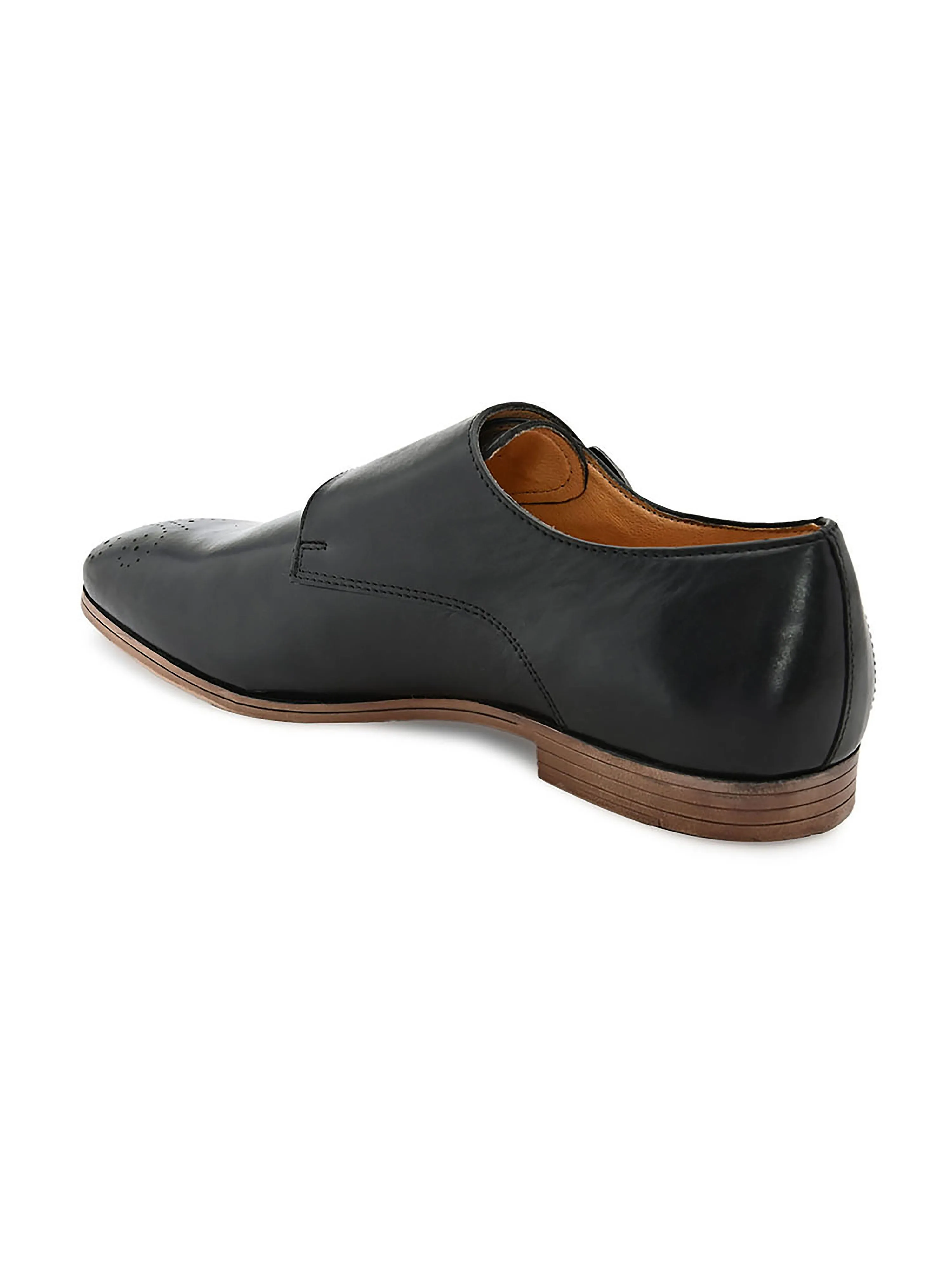 Alberto Torresi Men's Leather Toro Black Double Monk Straps