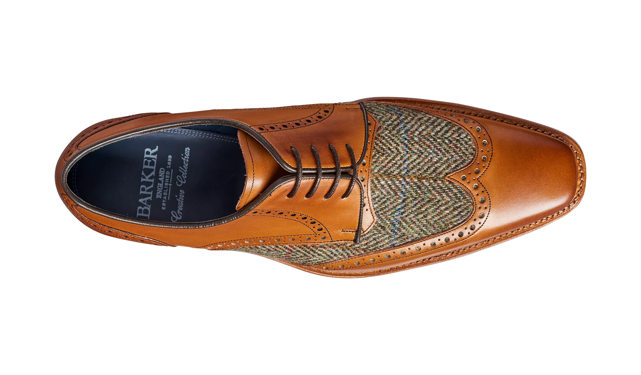 Barker Jackson two-tone Derby - Cedar Calf / Green Tweed