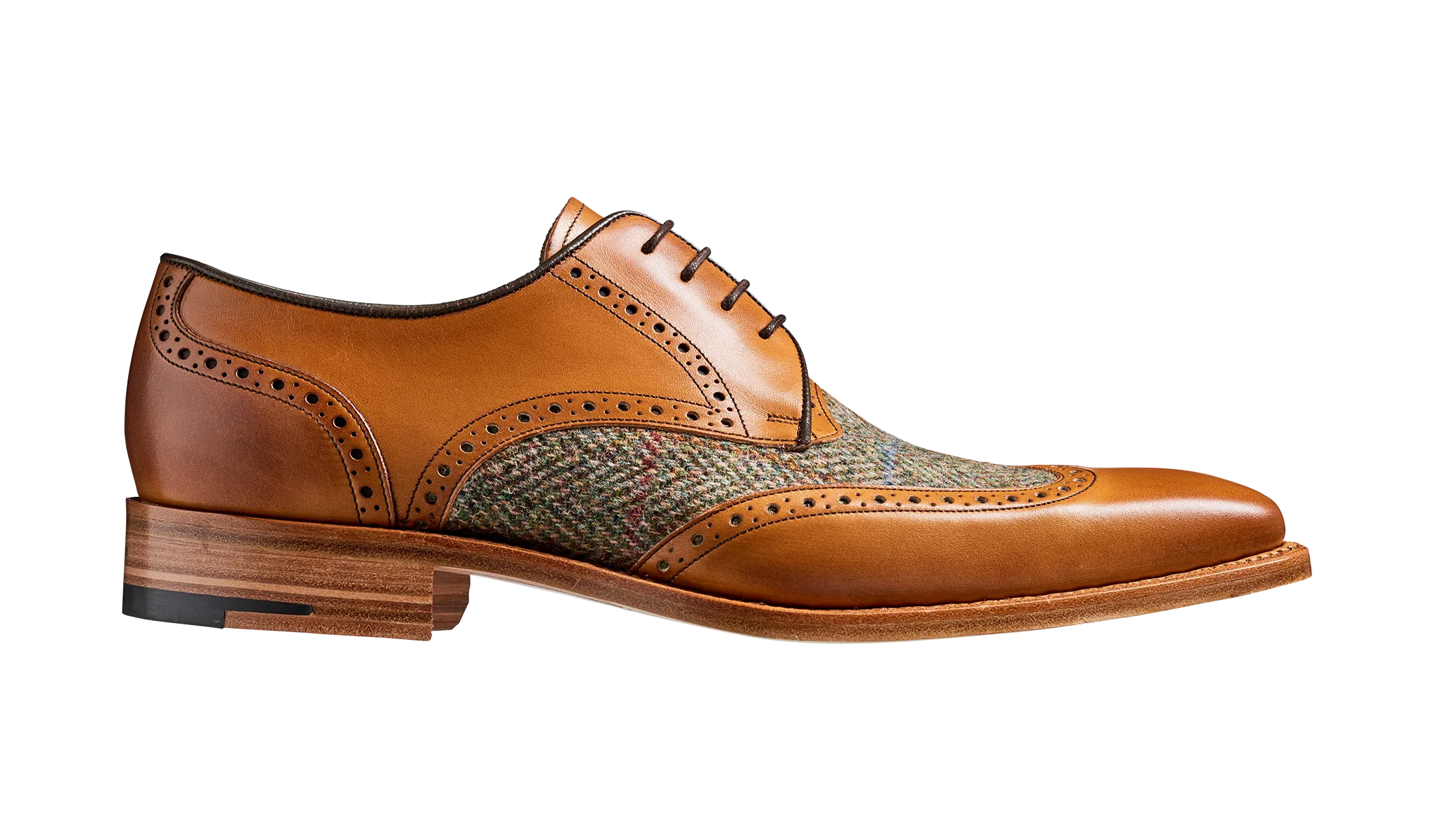 Barker Jackson two-tone Derby - Cedar Calf / Green Tweed