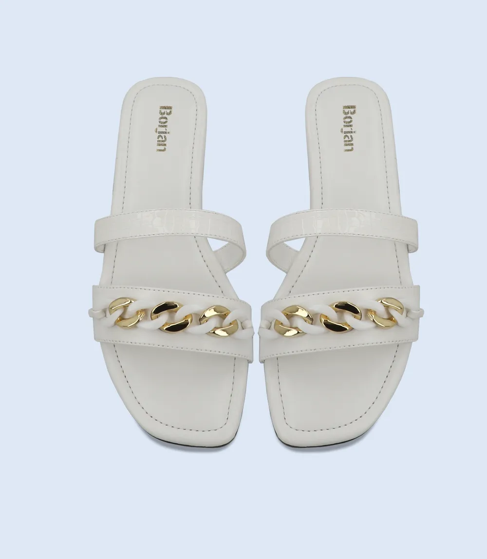 BW9423-WHITE-Women Slipper