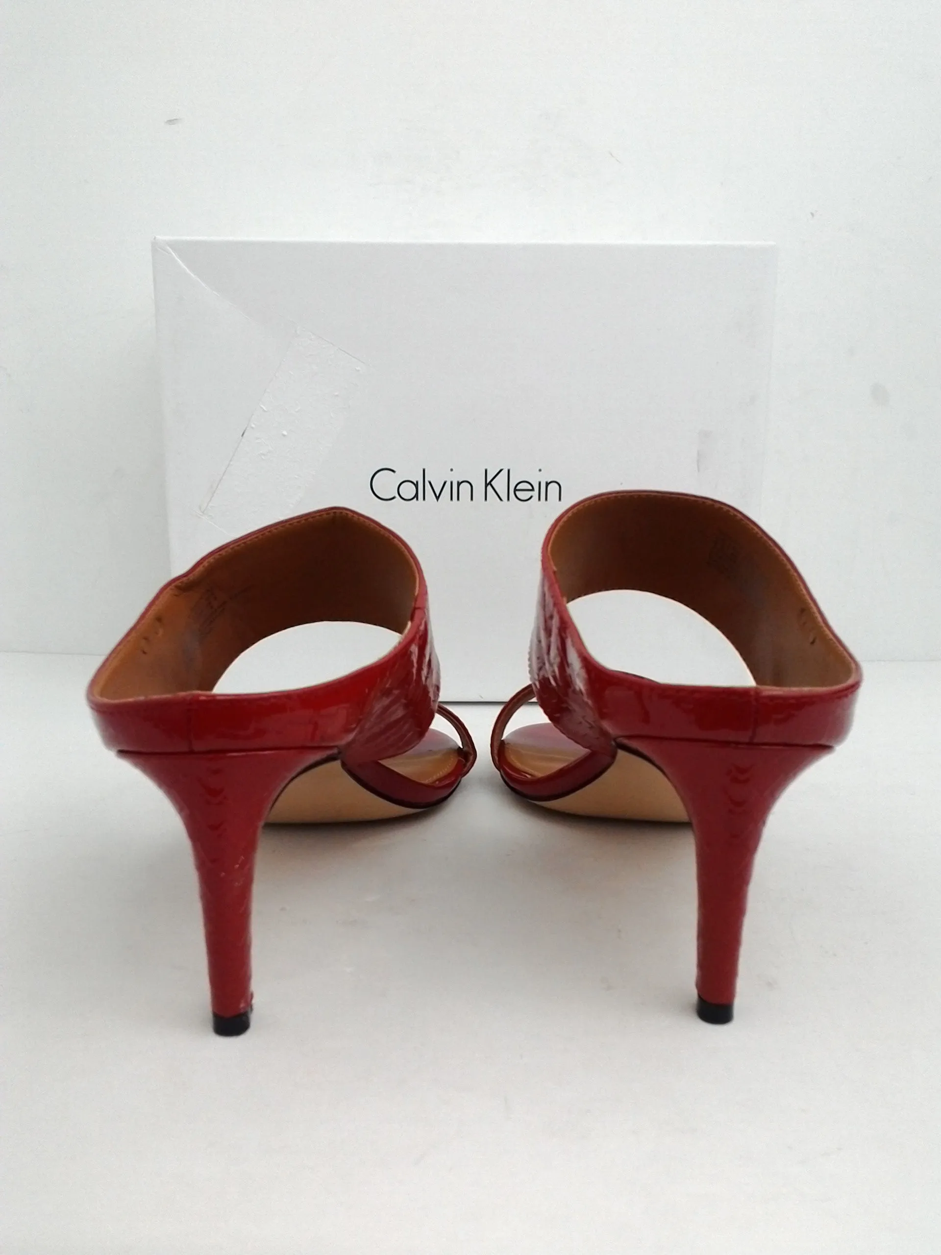 Calvin Klein Women's Cecily Patent Python Patent Crimson Red Size 9.5 M