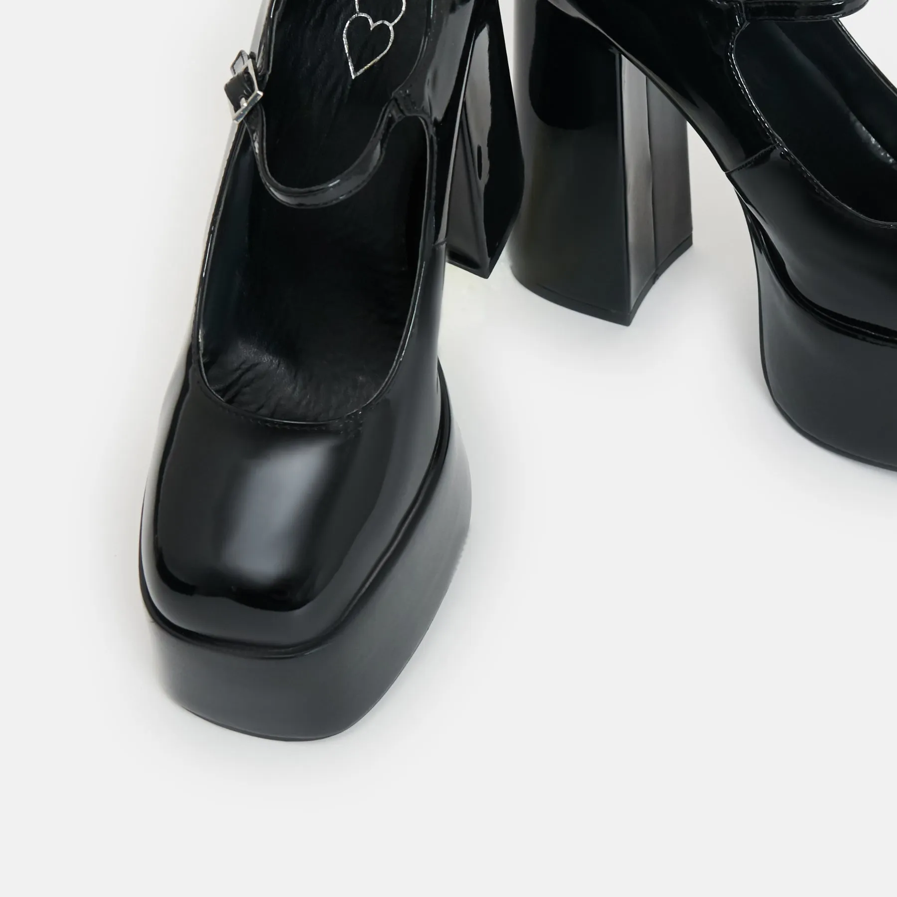 Darkbloom Black Patent Platform Heels