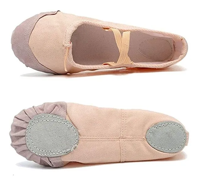 DoGeek Ballet Shoes Ballet Flats Women Ballet Pumps Slippers Pilates Shoes Yoga Shoes Dance Shoe Gymnastics Split Soft Canvas Flat for Children,Adults, Girls and Ladies Sizes