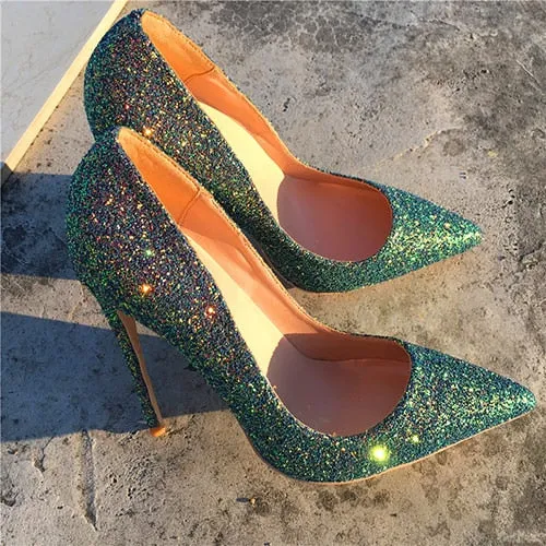 Green high heels Pumps Shoes