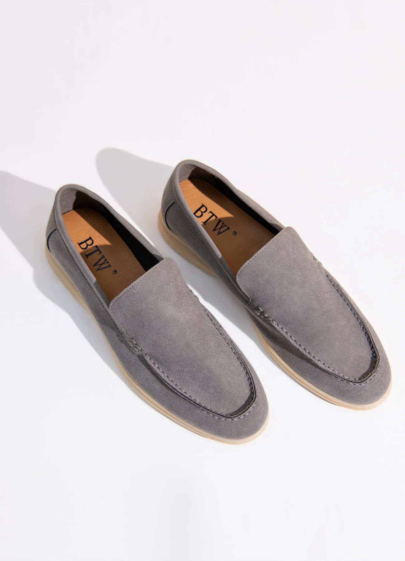 GREY SUEDE MOCCASINS