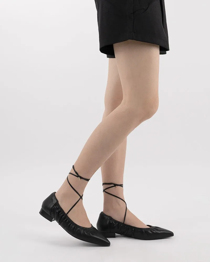 Lace Up Ankle Strap Ballet Flats Wedding Party Shoes