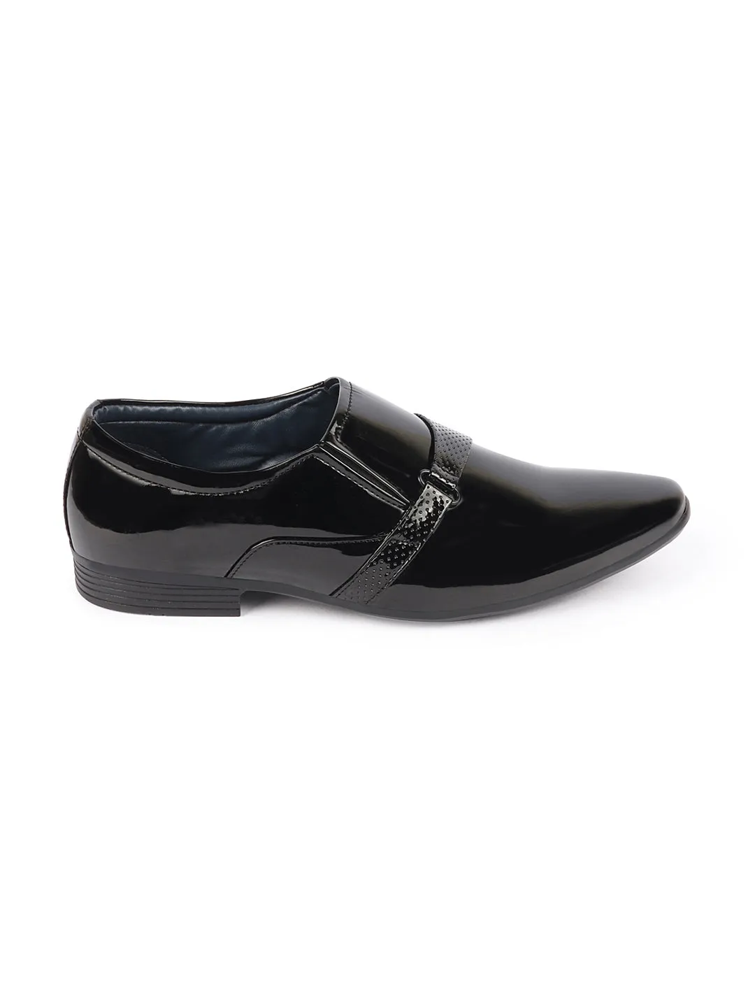 Men Black Patent Leather Shine Buckle Strap Party Wedding Dress Tuxedo Slip On Shoes