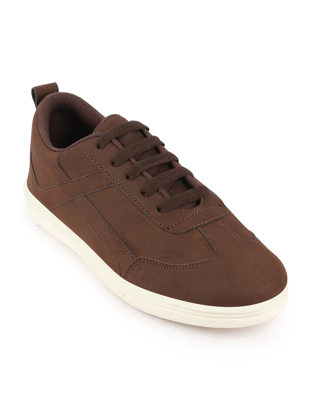 Men Brown Trendy Fashion Classic Super Light Speedy Runs Anti Skid Lace Up Sneakers Shoes