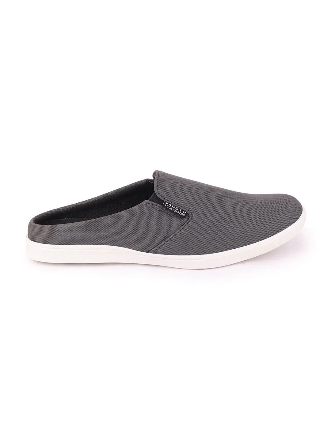 Men Grey Casual Canvas Slip-On Shoes