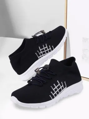 Men Navy Blue Sports Lace-Up Walking Shoes