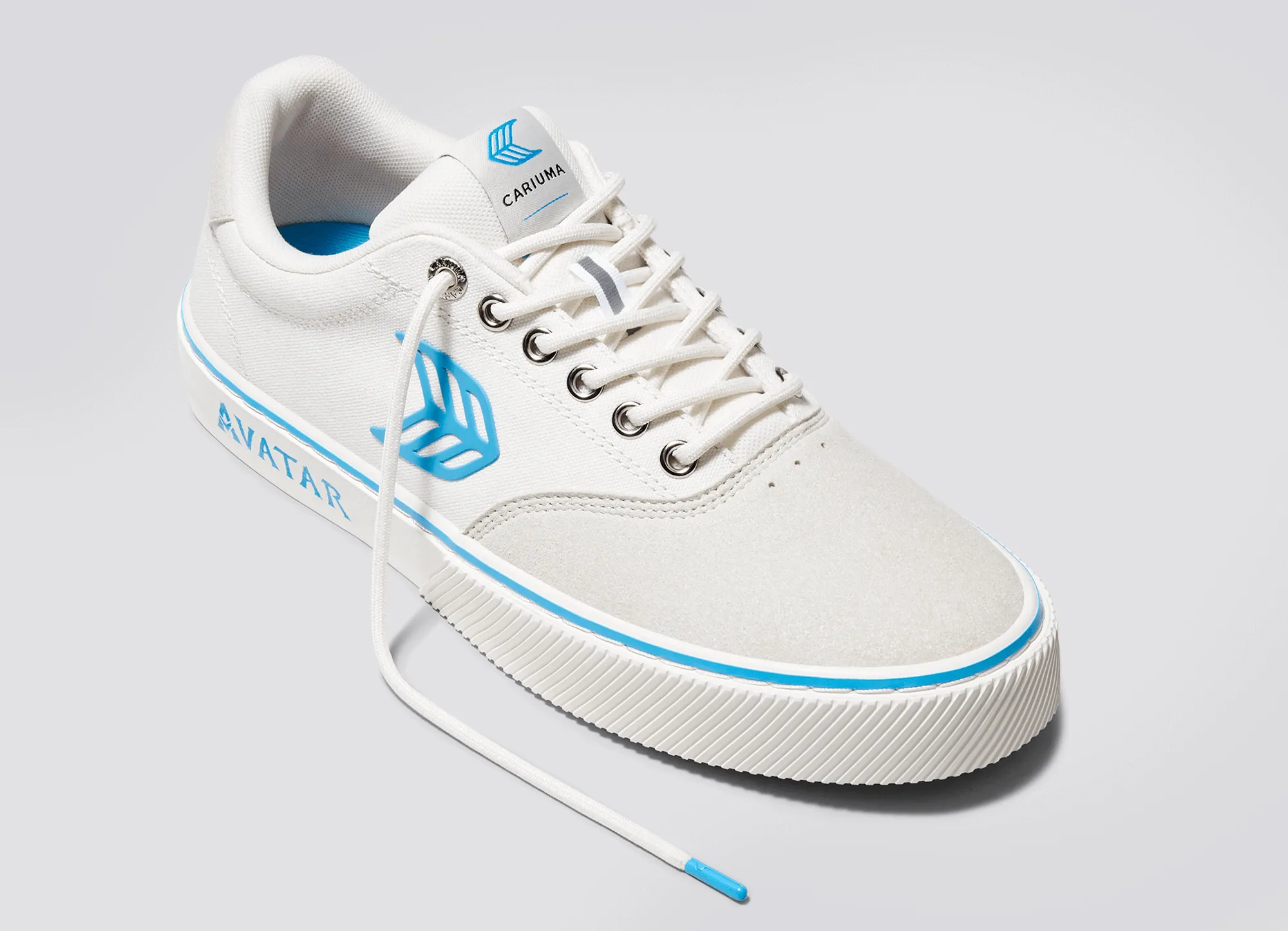 NAIOCA PRO AVATAR Vintage White Suede Off-White Canvas Blue Logo Sneaker Women