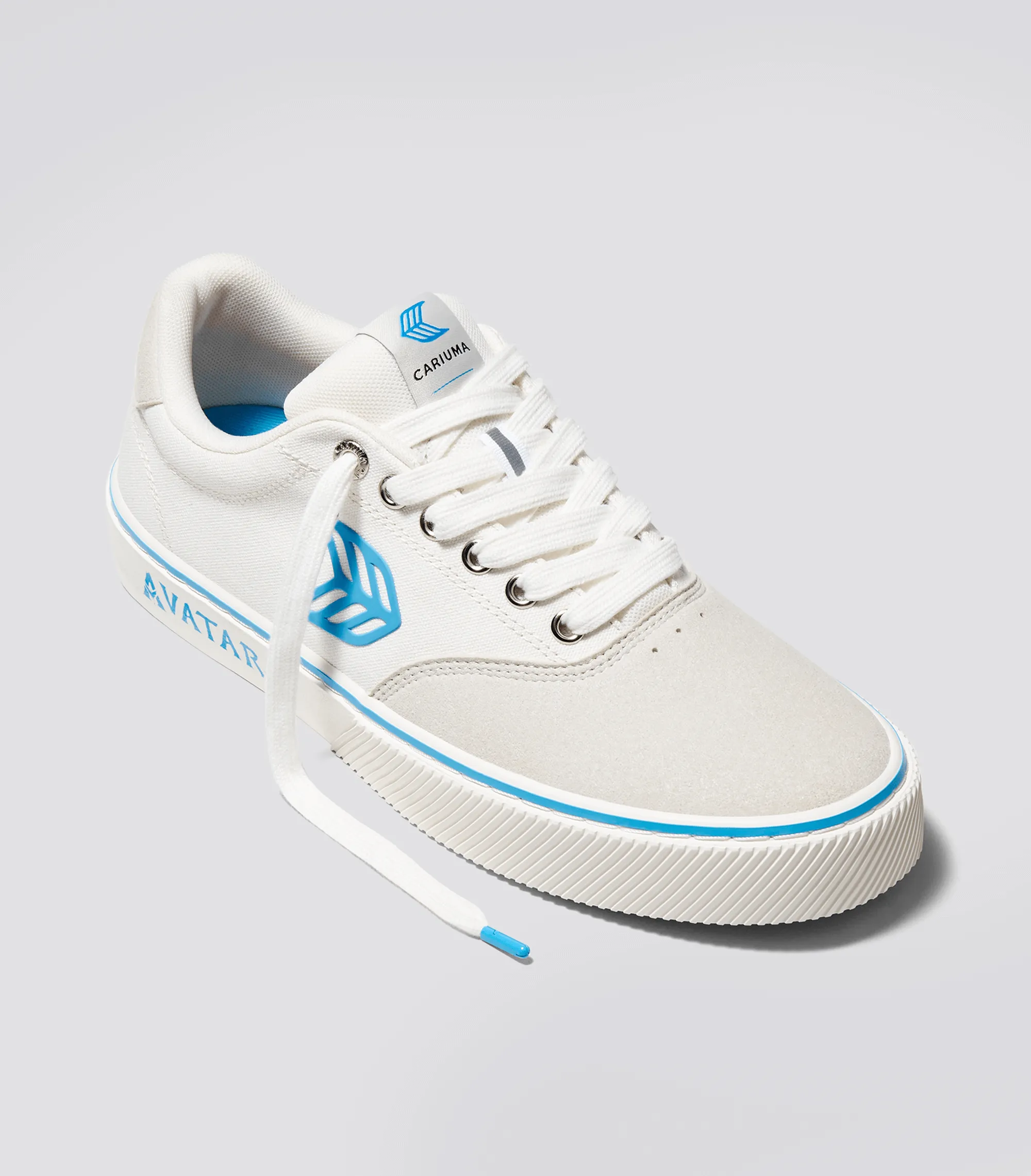 NAIOCA PRO AVATAR Vintage White Suede Off-White Canvas Blue Logo Sneaker Women