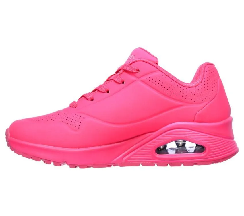 SKECHERS WOMENS UNO LACE HOT PINK