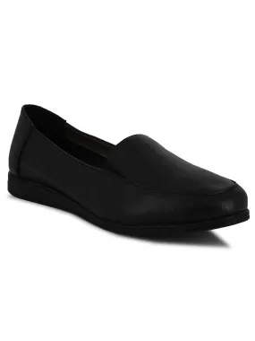 Soothe Black Leather Slip-Ons