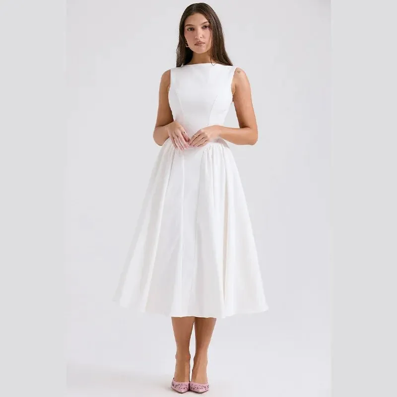 Trendy Summer White Backless Dress for Women - Elegant & Fashionable