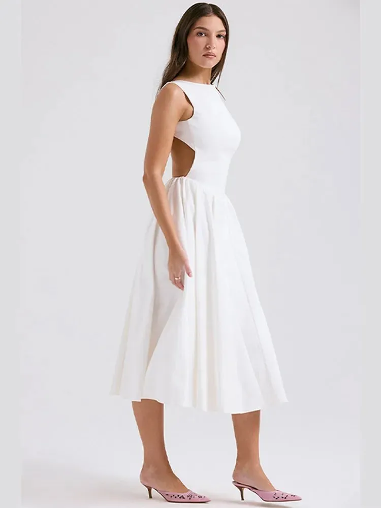 Trendy Summer White Backless Dress for Women - Elegant & Fashionable