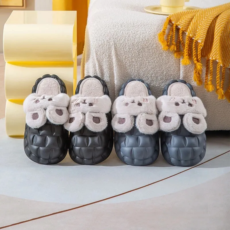 Winter Cute Cartoon Rabbit Shape Fluffy Slippers