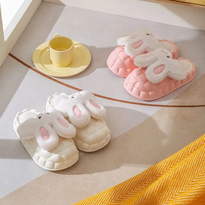 Winter Cute Cartoon Rabbit Shape Fluffy Slippers