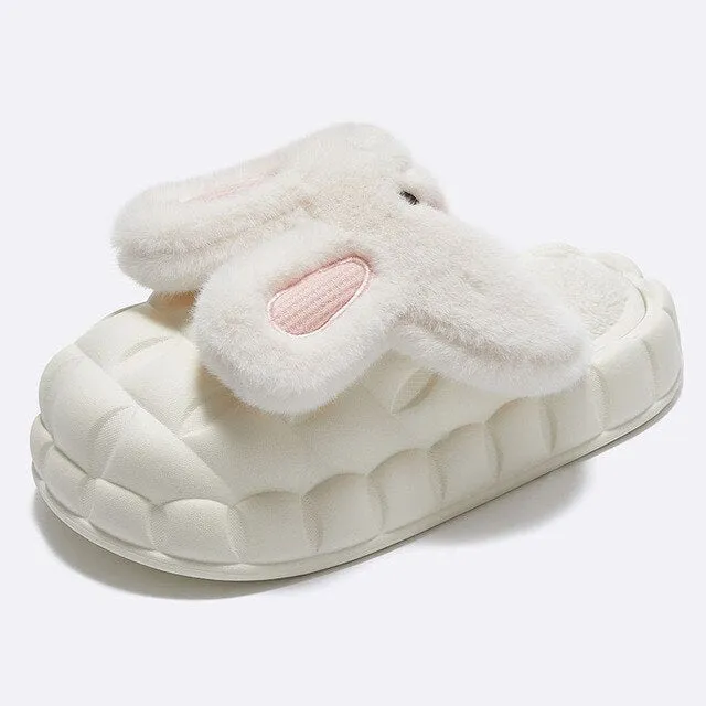 Winter Cute Cartoon Rabbit Shape Fluffy Slippers