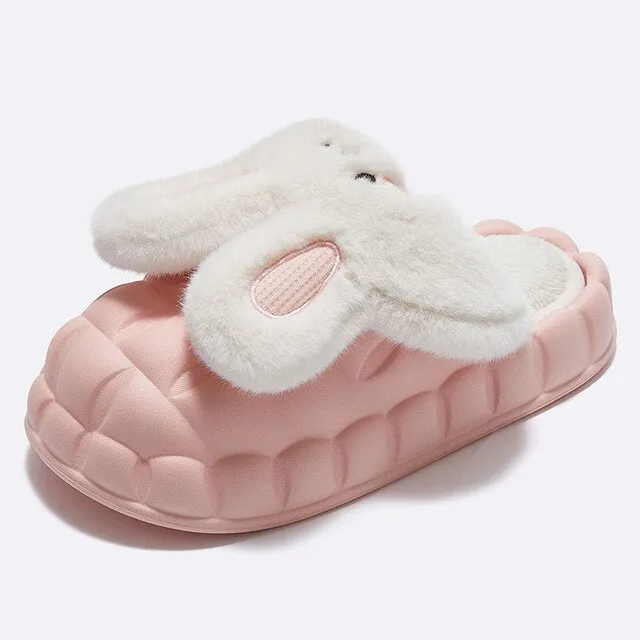 Winter Cute Cartoon Rabbit Shape Fluffy Slippers