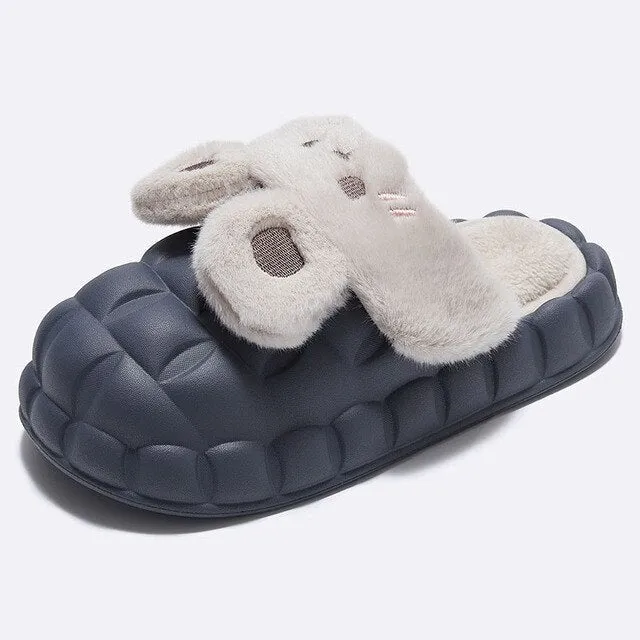 Winter Cute Cartoon Rabbit Shape Fluffy Slippers